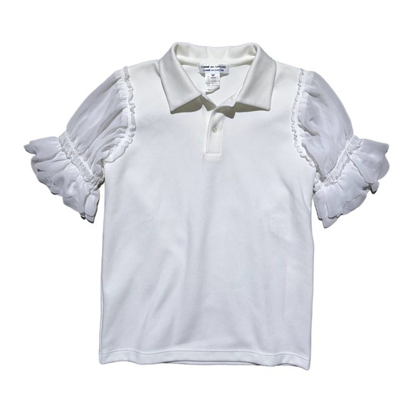Ruffled sheer sleeve polo - Picture 1 of 6